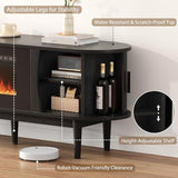 Decofy 70″ Fluted Fireplace TV Stand for 80″ TVs, Remote & Touch Control, Adjustable Flame Colors & Temperature Entertainment Center with Storage, Modern Media TV Console Table for Living Room (Black) Decofy