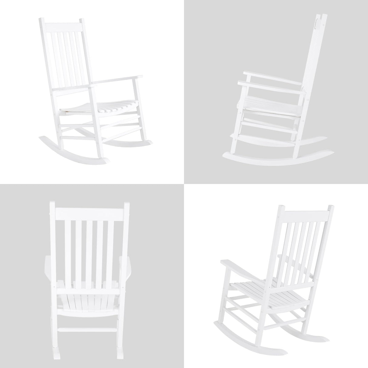 MAMIZO Wooden Rocking Chair Outdoor with High Back,Rocking Chair Indoor Oversized Easy to Assemble for Garden,Lawn, Balcony, Backyard,Porch,Wooden Rocking Chair,Porch Rocker（White） MAMIZO