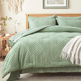 Zzlpp King Comforter Set 7 Pieces, Sage Green Tufted Bed in a Bag with Comforter and Sheets, All Season Boho Bedding Sets with 1 Comforter, 2 Pillow Shams, 2 Pillowcases, 1 Flat Sheet, 1 Fitted Sheet Zzlpp