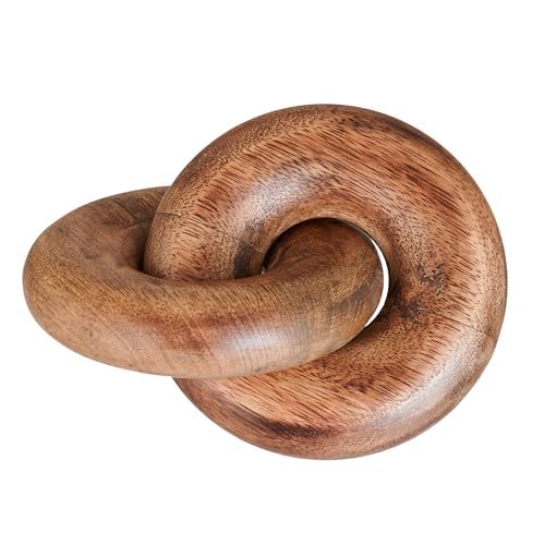 Eximious India 2 Knot Coffee Table Decor Home Decor Console Table Decor Items Book Shelf Decor Accents Living Room Wood Knot Decor Chain Link Decor (Burnt Wood)