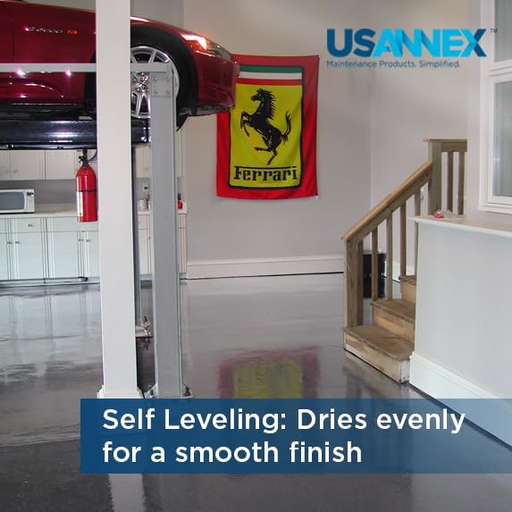 USANNEX Garage Floor Epoxy - 100% Epoxy Resins - Heavy Duty Floor Coating, Floor Sealer - Ideal for Garage Floor (Dark Gray) USANNEX