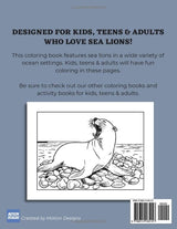 Sea Lions Coloring Book for Kids, Teens & Adults: Ferociously strong and agile sea lines in ocean and beach scenes for people of all ages to color. Majosta