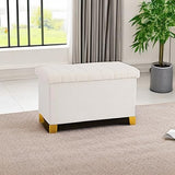 Seville Classics Cushioned Fabric Ottoman Hidden Storage Chest Footrest Chair, Padded Seat for Bedroom, Dorm, Loft, Living Room, Entryway, Hallway, White Boucle, 30" Bench Seville Classics