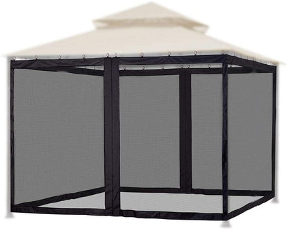 Dhyazqfit Mosquito Net for Outdoor Gazebo Canopy 4-Panel Canopy Screen Wall with Zipper for 10 x 10' Patio Gazebo and Tent (Only Mosquito Net No Frame) 10' x 10' with Double Door (Black)