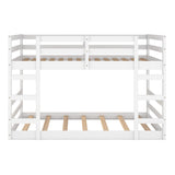 Harper & Bright Designs Full Over Full Low Bunk Bed with Headboard and Footboard, Solid Wood Floor Bunk Bed with Ladder, for Toddlers Kids Boys Girls - White Harper & Bright Designs