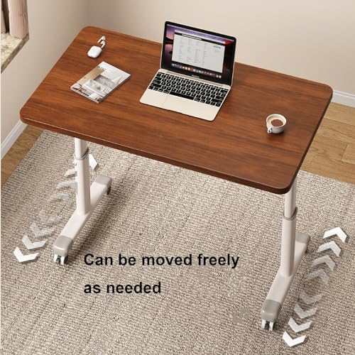 HSPLXYT Manual Adjustable Desk Standing Desk Study Table Gaming Desks Movable Writing Table Computer Desks for Home, Office, Workstation; Multifunctional Bedside Table(Gray,100cm/39.37in) HSPLXYT