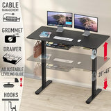 SHW 55 x 28 Inches Electric Height Adjustable Standing Desk with Drawer and Memory Preset, Black SHW