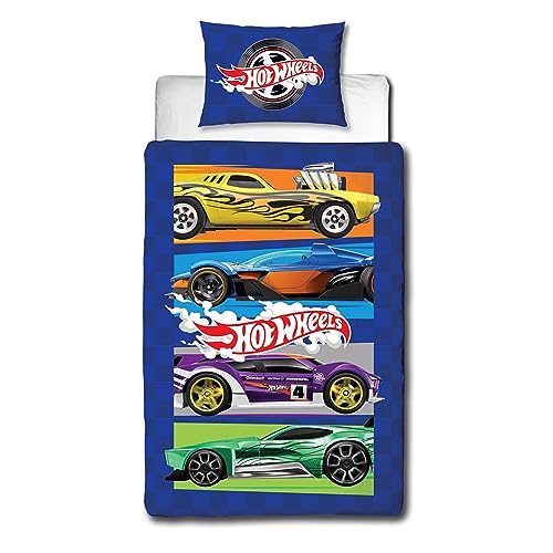 Character World Hot Wheels Officially Licensed Beast Design Single Duvet Cover Set | Reversible 2 Sided Cars Bedding Including Matching Pillow Case | Perfect for Kids Bedroom | Polycotton Character World