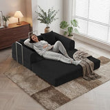 HouseMila 53.15" Boneless Couch,4-in-1 Futon Sofa Bed Modular Loveseat Sleeper Folding Compressed Couch with Pillows,No Assembly Required Convertible Sofa Bed for Living Room Bedroom Guest Room,Black HouseMila