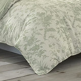 Laura Ashley Home - King Duvet Cover Set, Reversible Cotton Bedding, Includes Matching Shams with Bonus Euro Shams & Throw Pillows (Natalie Green, King) Laura Ashley