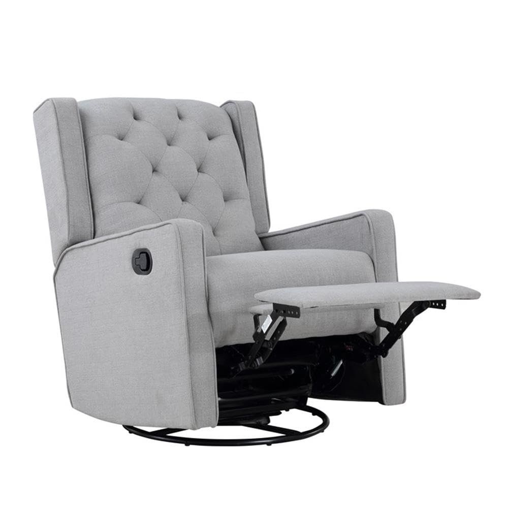 Suite Bebe Bryton Gliding Swivel Recliner - Tufted Woven Gray Fabric Suite Bebe