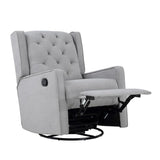 Suite Bebe Bryton Gliding Swivel Recliner - Tufted Woven Gray Fabric Suite Bebe