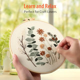 JOINRUN Embroidery Kit for Beginners Adults, Cross Stitch Kits, Includes Embroidery Patterns, Color Threads, Full Range Accessories, Easy to Follow Instruction and Video (Flower)
