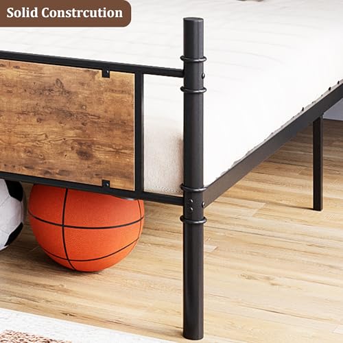 Garvee Industrial Twin Over Twin Bunk Bed, Convertible to 2 Separate Single Beds, Sturdy Metal Bunk Bed, Detachable Ladder & High Safety Guardrails for Safety, Space-Saving Design Garvee