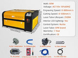 CO2 Laser Engraver 60W, 24" x 16" Laser Cutter Machine with 2-Way Pass Air Assist, Fashionable Color,Digital Control for Wood Acrylic Fabric More Sihao