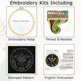 Nuberlic Moth Embroidery Kits for Beginners - Embroidery Starter Cross Stitch Kit DIY Needlepoint Including Cloth with Pattern, Hoop, Needles Instruction and Threads