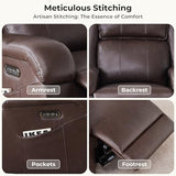 SITJOY Pet Friendly Leather Power Recliner Chair, Zero Wall Hugger RV Recliners with Power Headrest, Charging Ports, Side Pockets, Down-Filled, Scratch Resistant Waterproof Faux Leather in Dark Brown