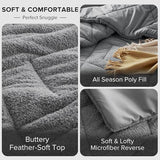 Comfort Spaces Queen Comforter Set Reversible Feather-Soft Plush Comforters for Queen Size Bed All Season Lightweight Shearling Fleece Sherpa Comforter Queen Size Bed Set, Full/Queen, Grey 3 Piece Comfort Spaces