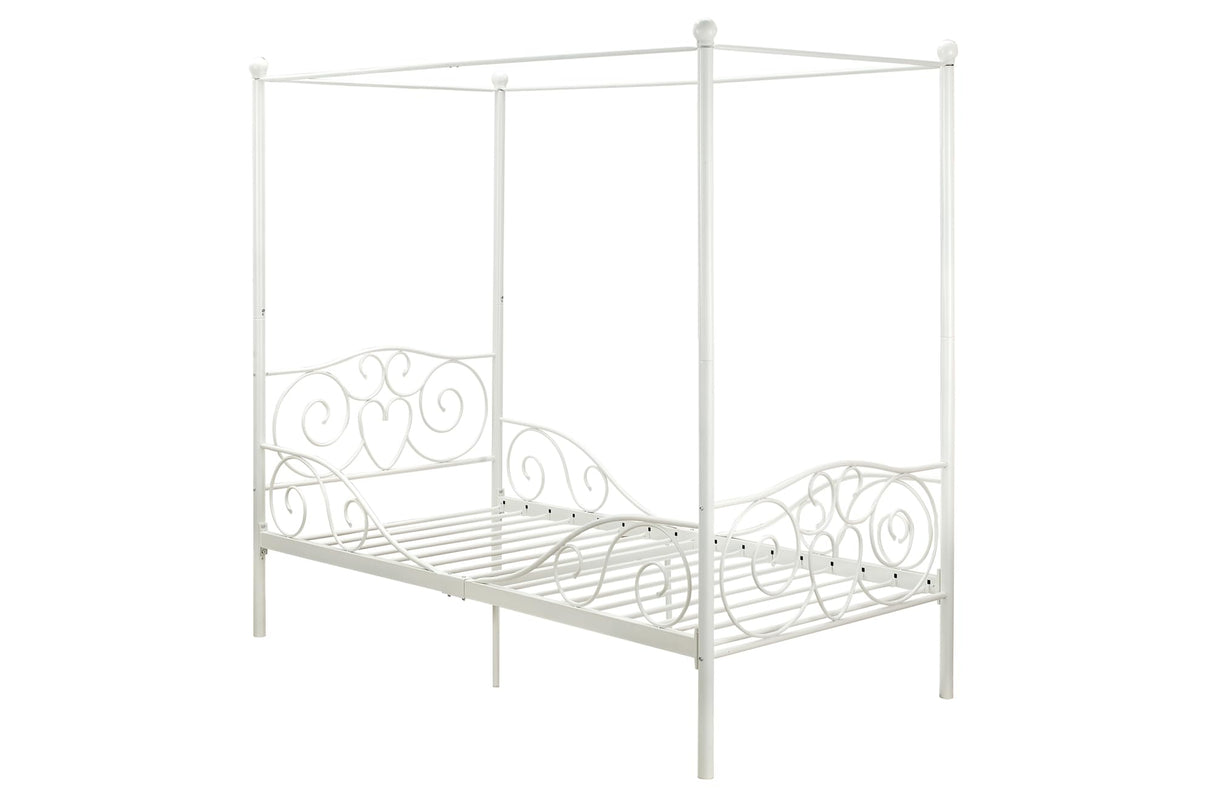 DHP 3265098 Sturdy Bed Frame, Twin, White DHP
