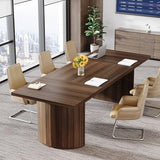 Tribesigns 78.7" Conference Table for 6-8 People, 6.56 ft Large Rectangle Meeting Table with Double Pedestal, Farmhouse Seminar Table Boardroom Desk for Office Meeting Conference Room, Walnut Tribesigns
