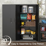 GREATMEET Metal Garage Storage Cabinets, 72" H Locking Garage Cabinets with 2 Doors and 4 Shelves, Utility Cabinet for Office, Garage, Home, Gym, School, Black GREATMEET