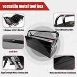 YATOINTO Metal Cantilever Tool Box, 21" Fold Out Steel Tool Box with Handle 3-Tier 5 Tray, Portable Metal Tool Storage Box Organizers for Home Studio Auto Repair Factory YATOINTO