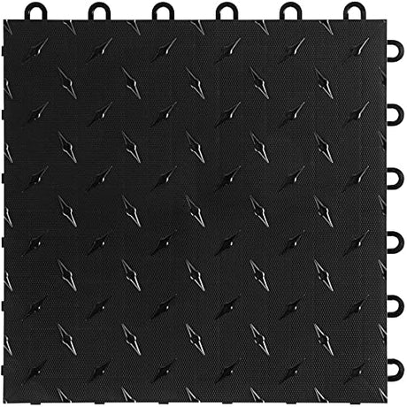 Speedway Garage Floor Diamond Tile, 12 x 12-Inch, Black, 50-Piece Set Speedway