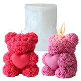 Midnadiy Rose Bear Candle Mold,Teddy Bear Silicone Molds for Candle Making,Epoxy Resin Bears Molds for DIY Candle, Valentine's Day Gift, Birthday Gifts, Home Decor Crafts (Mini)