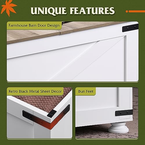 WLIVE Farmhouse Coffee Table,Square Wood Coffee Table with Storage,Center Table for Living Room,Home Office,White WLIVE