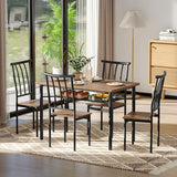 SLEKVERSA Rustic Wooden Dining Table Set for 4, 4-Piece Farmhouse Kitchen Table with 1.18" Thickened Tabletop, Chairs & Adjustable Legs, Space-Saving Dining Furniture for Apartment & Small Spaces, Ret SLEKVERSA