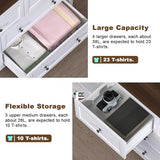 GlouMod LED Dresser with Charging Station, 7 Drawer Dresser for Bedroom, Chest of Drawers with LED Lights, Wood Dresser for Closet, Living Room, Hallway, Kids Room, Large White Dresser GlouMod