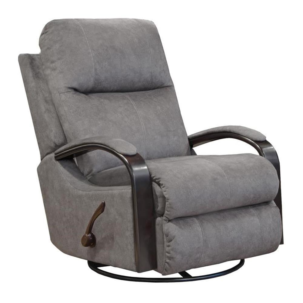 Catnapper Thomas Swivel Glider Recliner in Graphite Gray Polyester Fabric Catnapper