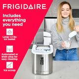 Frigidaire EFIC103-AMZ-SC Counter Top Maker with Over-Sized Ice Bucket, Stainless Steel, Self Cleaning Function, Heavy Duty, Stainless Frigidaire