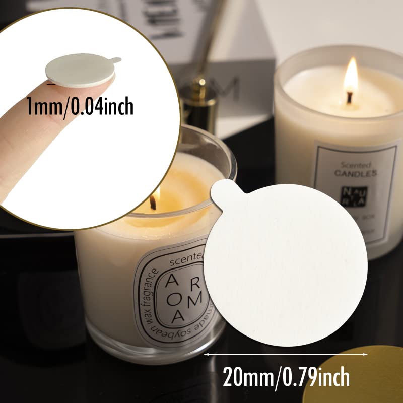 240 PCS Double-Sided Candle Wick Stickers, Heat-Resistant Candle Stickers with The Little ‘‘Tail’’, Adhere Steady in Hot Wax Stickers for Candle Making HANWER