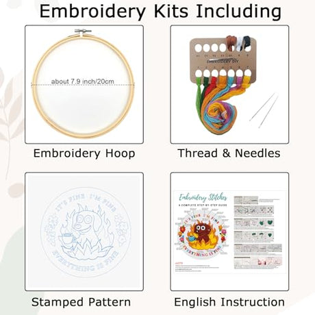 Nuberlic Cute Dog Embroidery Kits for Beginner Adults Cross Stitch Kit with Funny Animal Pattern Include Cloth Hoops Threads Needles Nuberlic