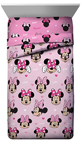 Jay Franco Disney Minnie Mouse Hearts N Love 4 Piece Twin Bed Set - Includes Reversible Comforter & Sheet Set - Super Soft Fade Resistant Microfiber - (Official Disney Product) Jay Franco