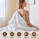 puredown® Goose Feather Down Comforter King Size - All Season Duvet Insert Ultra Fluffy Soft 100% Cotton Shell Cover, Luxurious Hotel Collection Comforters 500 Thread with Ties(Stripe White, 106x90'') puredown