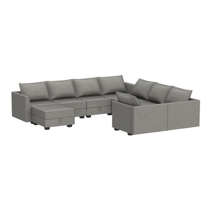 HONBAY Oversized Modular Sectional Sofa Modern Fabric Sectional Couch with Reversible Chaise U Shaped Modular Sofa Set Sleeper Sectional Couch with Stoarge Seats in Grey