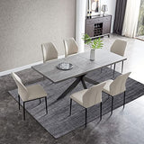 ZckyCine Modern Dining Table Table Set for 6-8 Person for Dining Room, Kitchen Table Set with Steel Legs ZckyCine