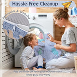Foldable Floor Mattress with Pillow for Kids, Glow in The Dark Blue Dinosaur Toddler Washable Folding Floor Mat for Daycare, Child Trifold Futon Sofa Bed with Storage Bag for Playroom Girls and Boys Givjoy