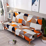Stretch Sofa Slipcover Armless Futon Cover Printed Fitted Furniture Protector Elastic Polyester Spandex Washable Armless Sofa Cover Folding Couch Shield Sofa Cover Beacon Pet