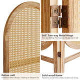 Asnefeli Room Divider 3 Panels, Hand-Woven Rattan Room Divider Wall, Foldable Wood Divider Screen, Creative Divider Wall, Folding Privacy Screens, Unique Design Privacy Divider Panel (Natural) Asnefeli