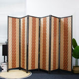 Furnnylane 6 Panel Room Divider Screen in Beige and Orange,Blackout Room Divider Folding Panel Screen for Room Separation and Home Decoration,70.8" H x 106.3" W Furnnylane