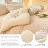 tohrisa Seashell Jacquard Sherpa Comforter Set Warm Cozy Premium Bedding 2 Pieces, Twin Size Geometric Pattern Quilt Comforter with 1 Pillowcases(68"X90" Ivory White) tohrisa