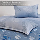 DJY Blue Comforter Set Queen, Navy Botanical Leaves Comforter for Queen Bed 3 Pieces Reversible Floral Bed Comforter Sets Soft Microfiber Bedding Set for All Season (90"x90") DJY