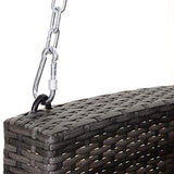 Outsunny 2 Person Wicker Hanging Swing Bench, Front Porch Swing Outdoor Chair with Cushions 550 lbs. Weight Capacity for Backyard, Garden, Grey Outsunny