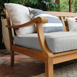 Cambridge Casual Robin Teak Wood Outdoor Sofa Daybed with Oyster Cushion Cambridge Casual