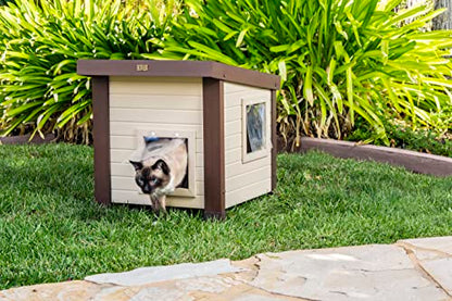 New Age Pet® ECOFLEX® Albany Outdoor Feral Cat House for Multiple Cats with Quick & Easy Assembly, 2 Vinyl Door Flaps Included, Moisture and Odor Resistant - WoodArtSupply