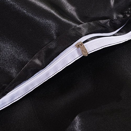 DREFEEL Hotel Quality Solid Silver Black Duvet Cover Set Twin/Single Size Silk Like Satin Bedding with Hidden Zipper Ties Breathable Stain Resistant Quilt/Comforter Cover Set DREFEEL
