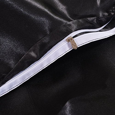 DREFEEL Hotel Quality Solid Silver Black Duvet Cover Set Twin/Single Size Silk Like Satin Bedding with Hidden Zipper Ties Breathable Stain Resistant Quilt/Comforter Cover Set DREFEEL